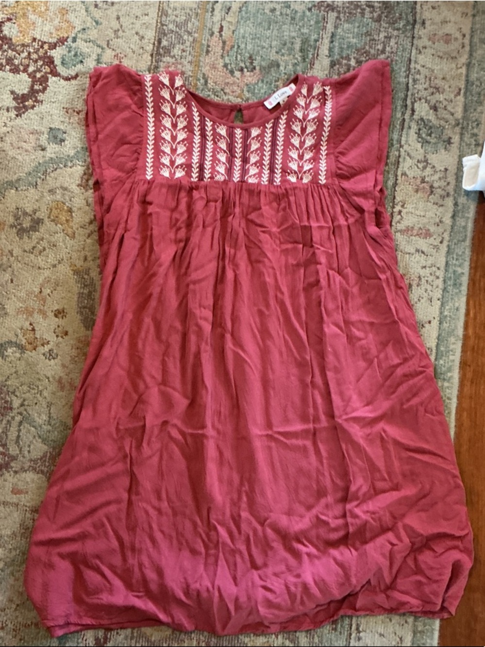 Love Embroidered Sleeveless Tunic - Rose